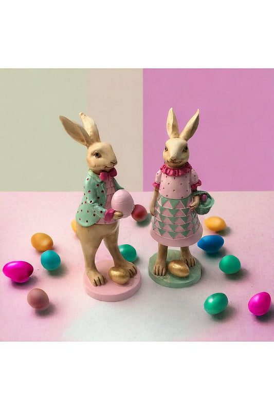 Easter Bunny Couple Figurine Decoration