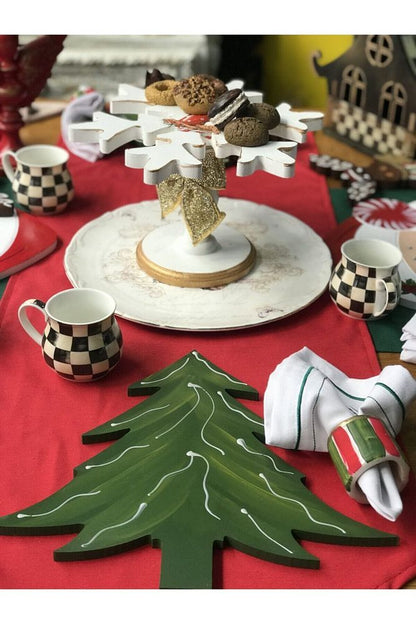 Ceramic Red Green Napkin Ring &amp; Ring 6 Pieces