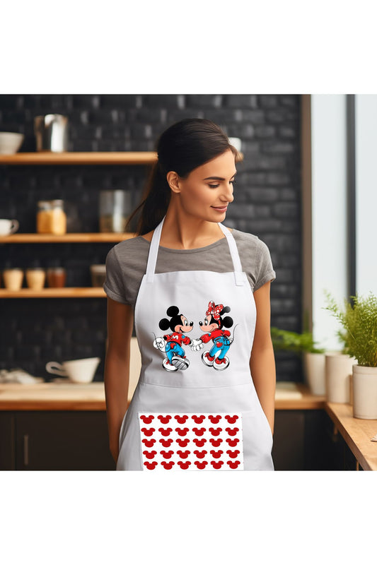 Mickey - Minnie Aşk Temalı Önlük Çok Amaçlı Kullanıma Uygun Önlük