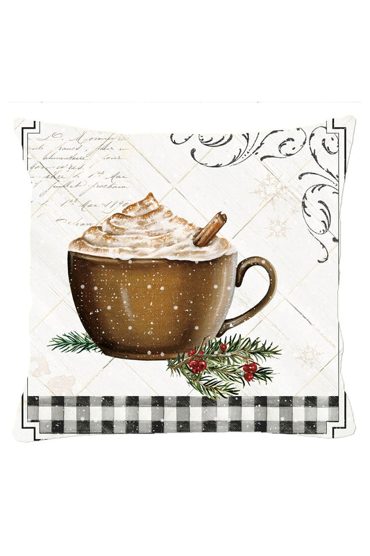 Cappucino Kareli Kış Serisi No: 1 Kırlent Kılıfı