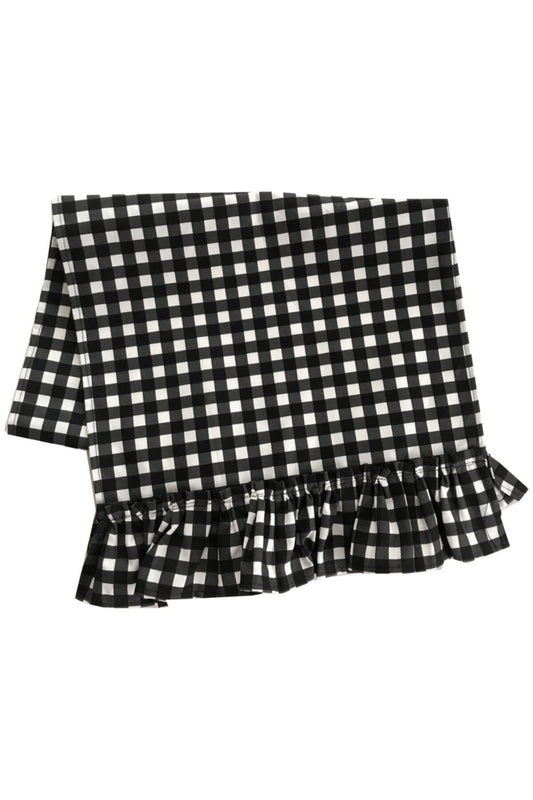Plaid Black White Ruffle Runner