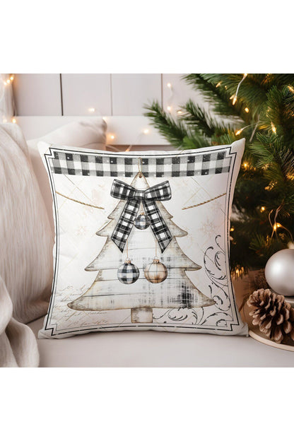 Yılbaşı, Christmas, Kış, Winter Serisi Ekoseli Kırlent - Kırlent Kılıfı