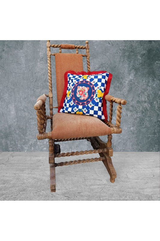 Nar Çift Taraflı Dekoratif Püsküllü - Saçaklı Kırlent Kılıfı 1 Adet 43x43cm