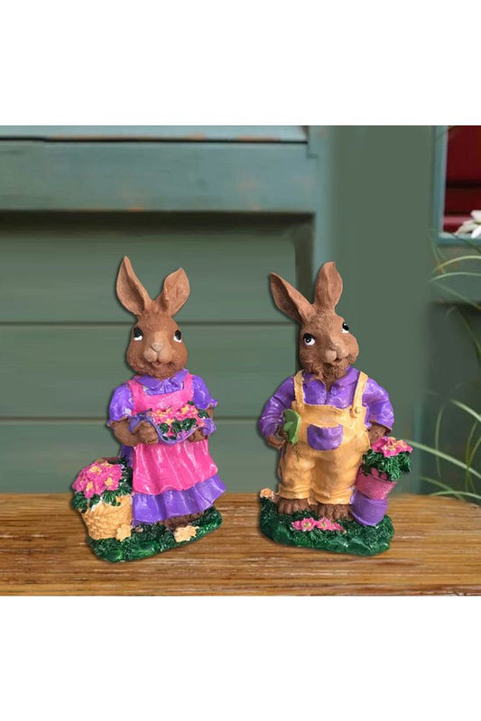 Rabbits in the Garden Figurine Decoration