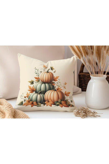 Sonbahar Serisi Balkabakları, Balkabağı, Pumpkin, Halloween Yastık Kılıfı - Kırlent Kılıfı