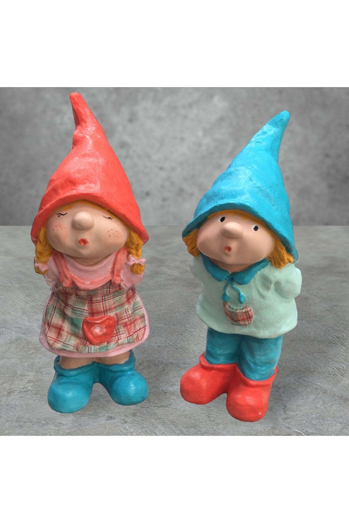Dwarf Statue Set (2 Pieces) Turquoise Orange (43x20cm)