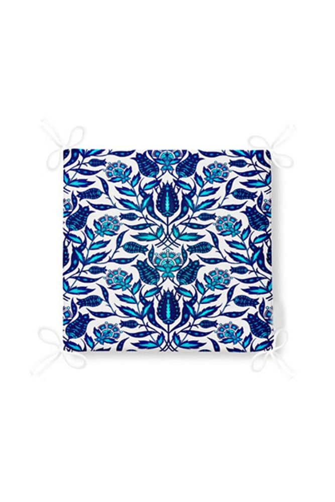 Teal Patterned Zippered Chair Cushion