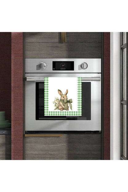 Green Gingham Rabbit Patterned Oven Cover