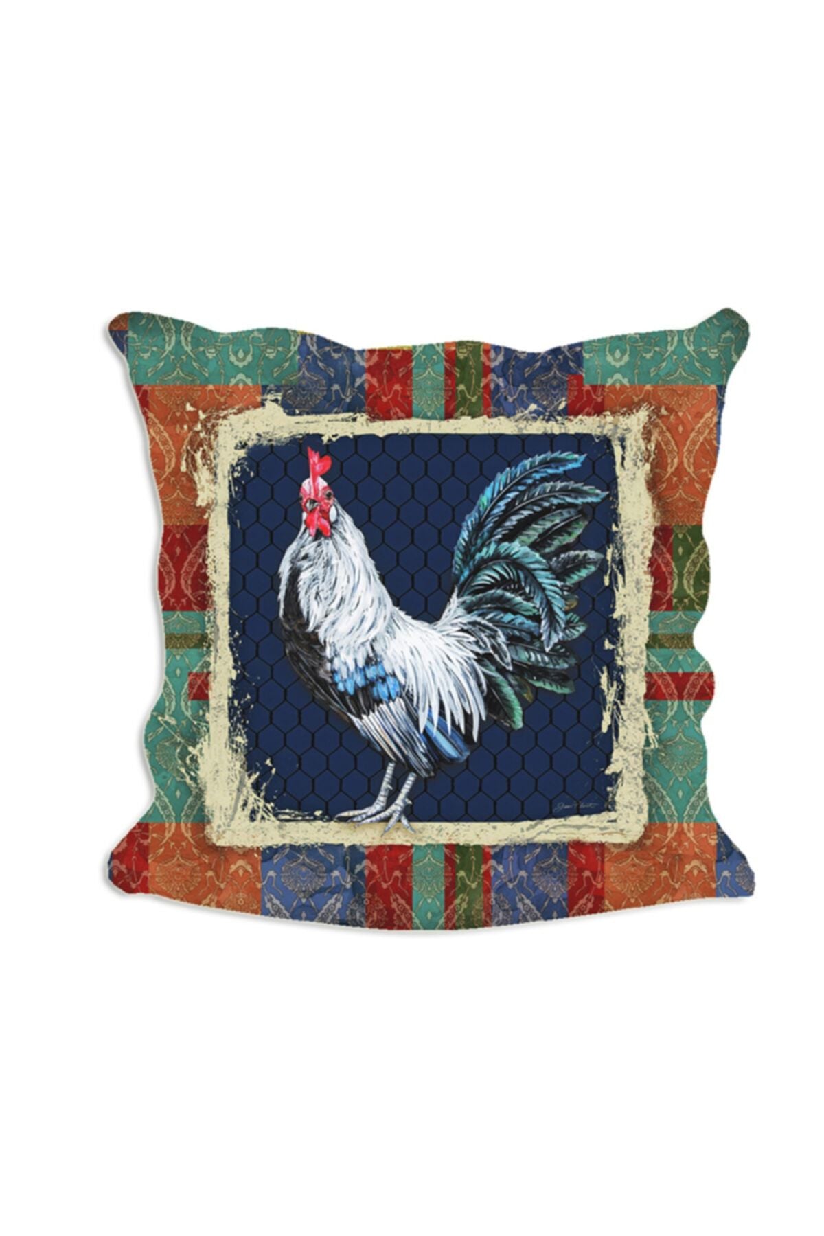 Country Farm Gökkuşağı Horozlar Seri No : 4 Yastık & Kırlent & Kırlent Kılıfı