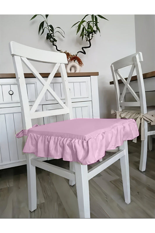 Ruffle Liquid &amp; Stain Repellent Scandinavian Chair Cushion Pink
