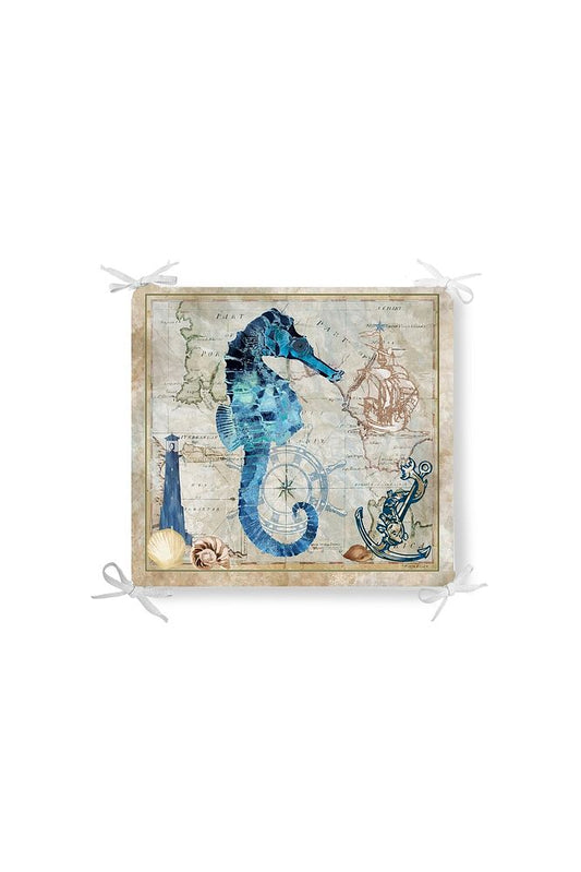 Piri Reis Seahorse Zippered Chair Cushion