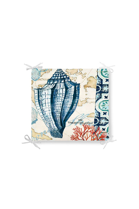 Marine Turquoise Seashell 1 Pattern Zippered Chair Cushion