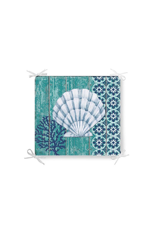 Marine Striped Oyster Pattern Zippered Chair Cushion