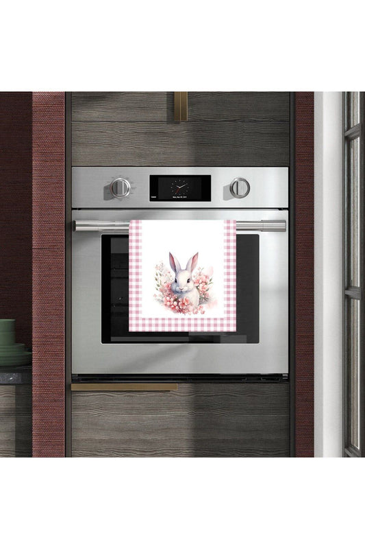 Pink Gingham Rabbit Patterned Oven Cover
