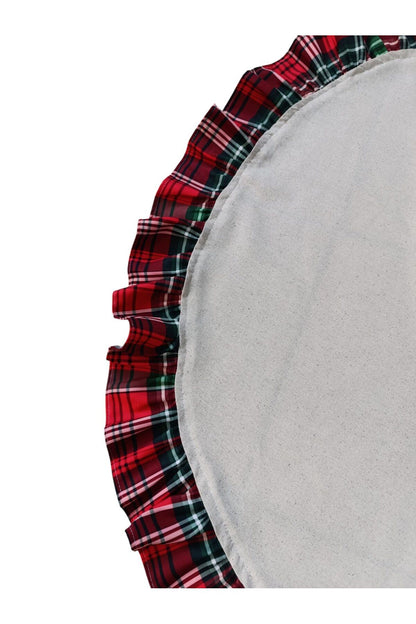 Buldan Linen Plaid Ruffle Christmas Tree Cover Large Size 90 cm