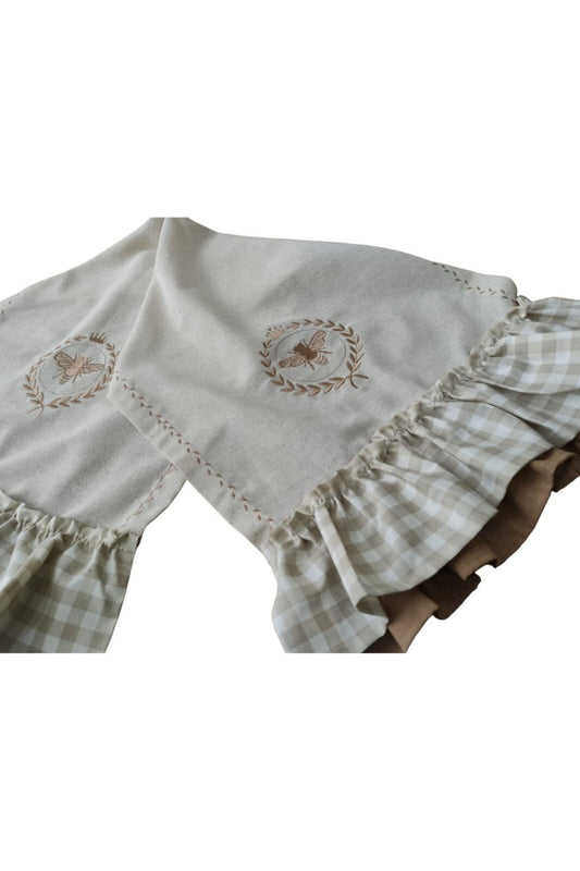 Model Nakışlı, Fırfırlı, Buldan Keten Runner &