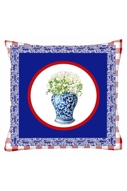 Kırmızı Pötikare Çerçeveli Bleu Blanc Kiraz Yastık & Kırlent & Kırlent Kılıfı No: 7
