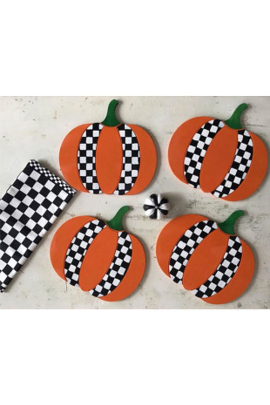 Checkered Plaid Pumpkin Wooden Service Plate - American Service - Under Plate
