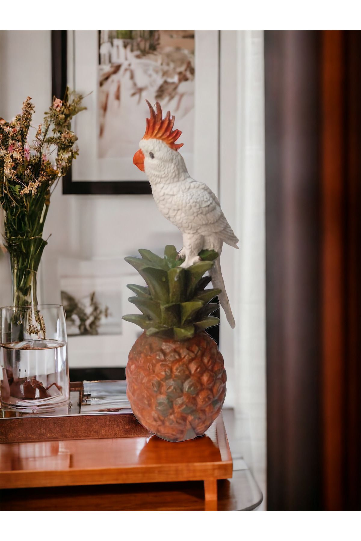 Parrot Figurine on Decorative Pineapple