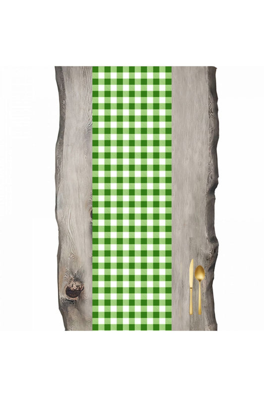 Green White Large Gingham Runner