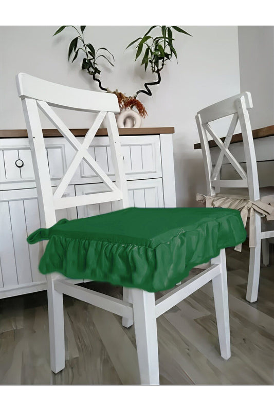 Ruffle Liquid &amp; Stain Repellent Scandinavian Chair Cushion Green