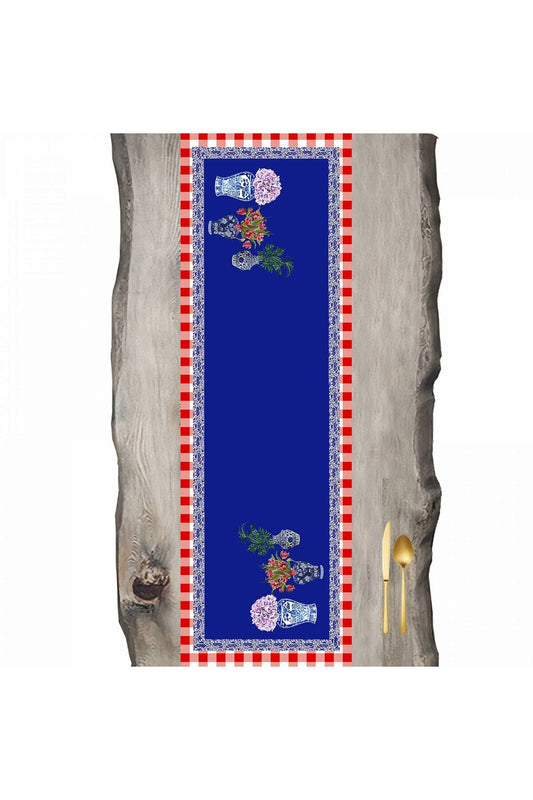 Blue Blanch Red Pattern Runner - Runner
