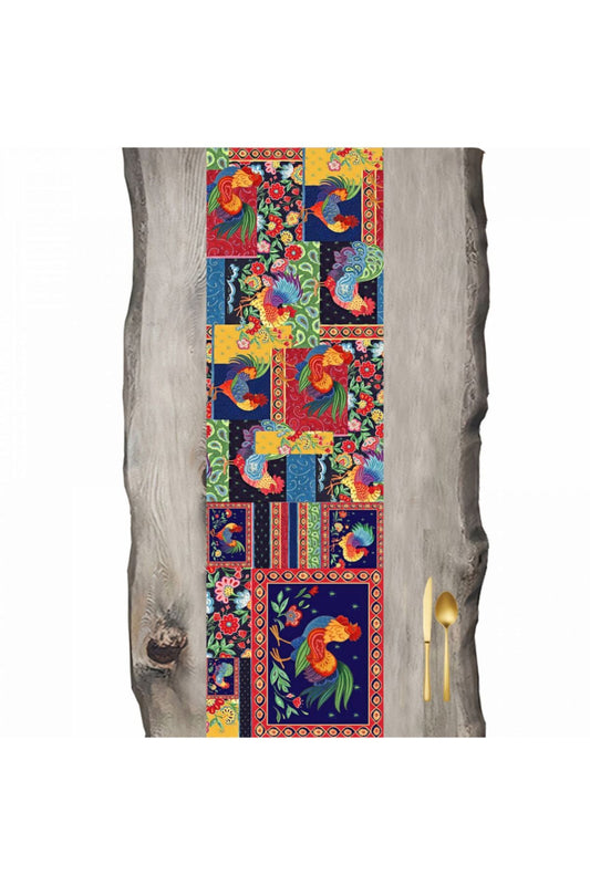 Country Farm Colorful Roosters Runner