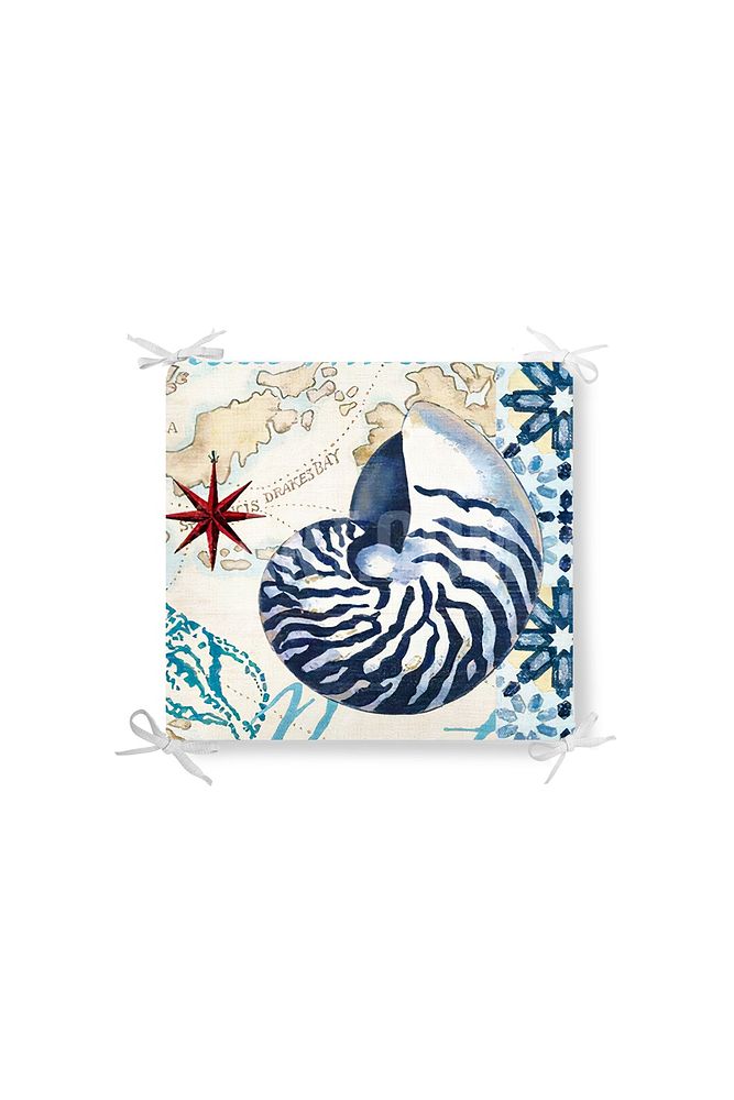 Marine Turquoise Seashell 2 Pattern Zippered Chair Cushion