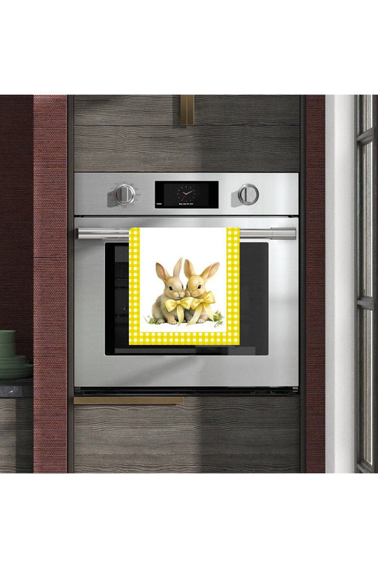 Yellow Gingham Rabbit Patterned Oven Cover