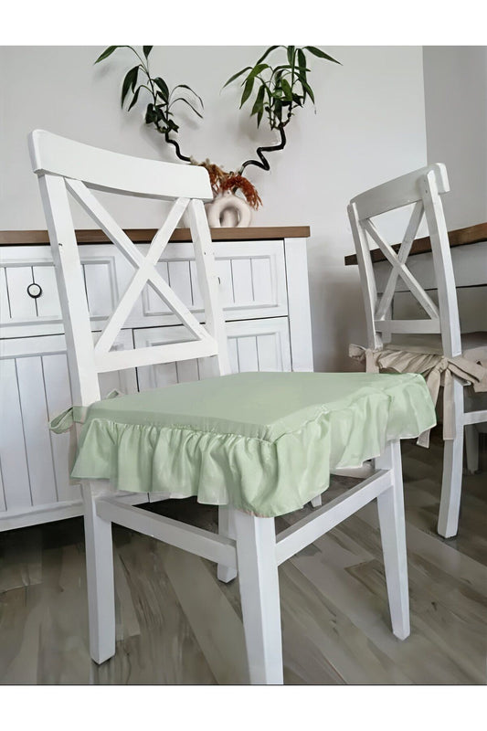 Frilled Liquid &amp; Stain Repellent Scandinavian Chair Cushion Aqua Green