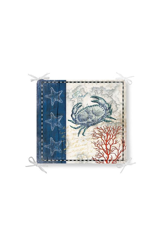 Sea Marine Creatures Coral Crab Zippered Chair Cushion