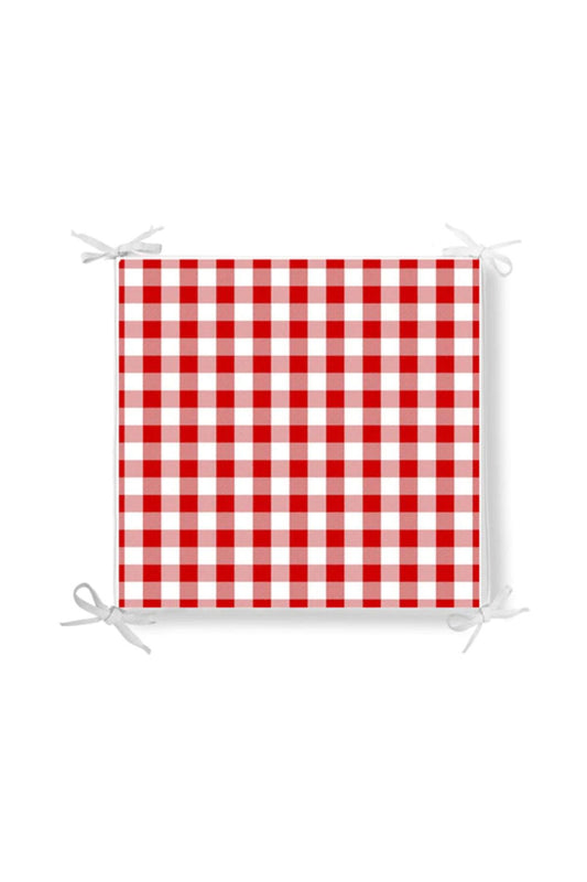 Red and White Gingham Zippered Chair Cushion