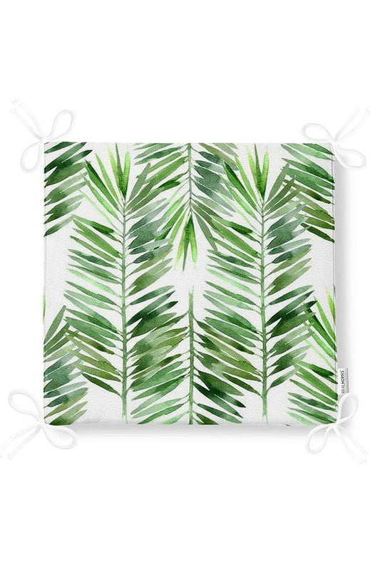Watercolour Fiber Leaves Patterned Zippered Chair Cushion