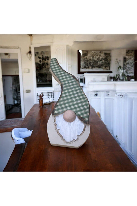 Gnome, Niffler, Bearded Guy Green Gingham Wooden Decor