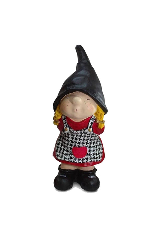 Dwarf Girl Statue Red Black (43X20CM)