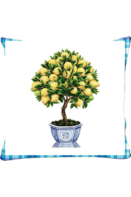 Limon Serisi Bahar Mavi Bleu Vazo Yastık & Kırlent & Kırlent Kılıfı No: 3
