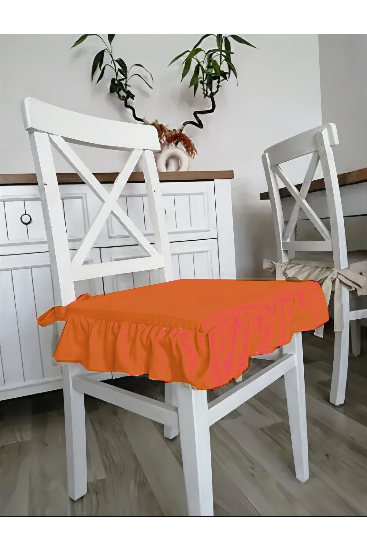 Ruffle Liquid &amp; Stain Repellent Scandinavian Chair Cushion Cinnamon Tile
