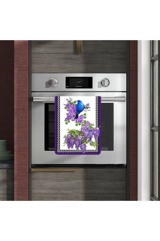 Purple Spring Flowers and Bird Patterned Oven Cover