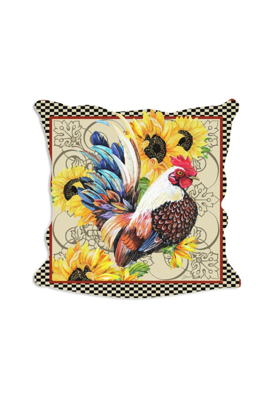Country Farm Horozlar Ve Ayçiçekleri Seri No : 2 Yastık & Kırlent & Kırlent Kılıfı