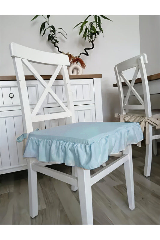 Fırfırlı Sıvı & Leke Itici Iskandinav Sandalye Minderi Bebek Mavi