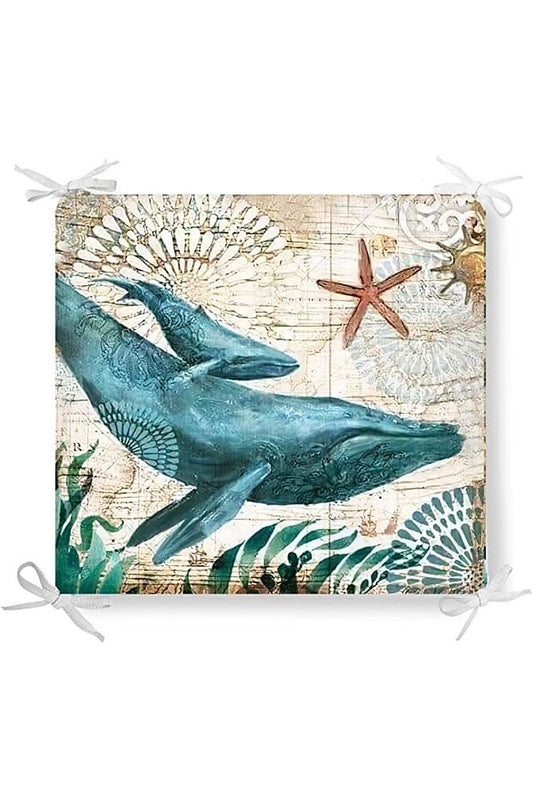 Marine Whale Pattern Zippered Chair Cushion