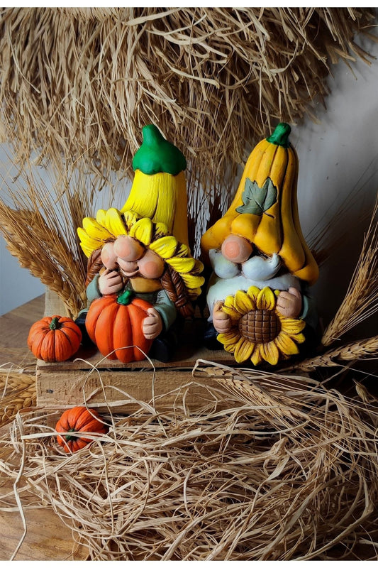 Kabaklı Gnome Çifti , Dekor , Ev Hediyesi , Biblo , Hediyelik