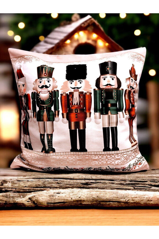 Yılbaşı, Christmas, Kış, Winter Nutcracker Fındıkkıran Krem Kırlent - Kırlent Kılıfı