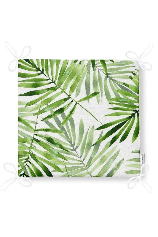Watercolour Fine Leaves Zippered Chair Cushion