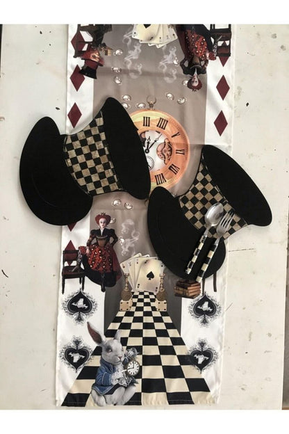 Alice In Wonderland Ahşap Supla - Amerikan Servis - Tabak Altı