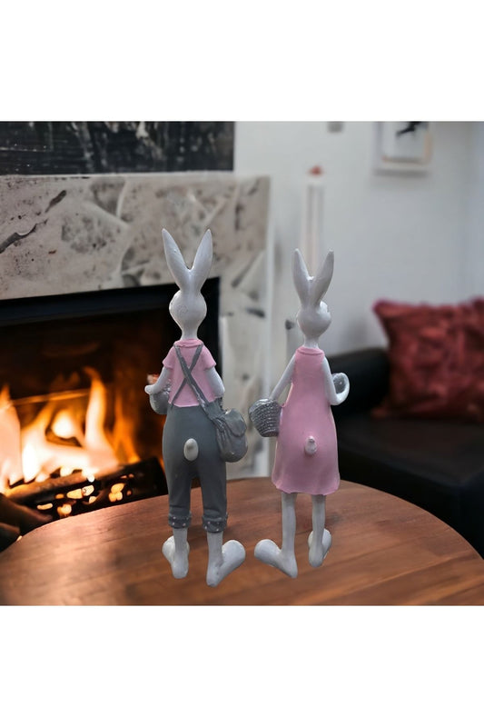 Shopping Bunnies Decorative Oble Pink