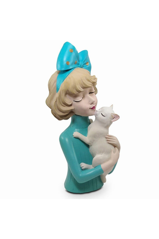 Girl with Turquoise Cat (30x14cm)
