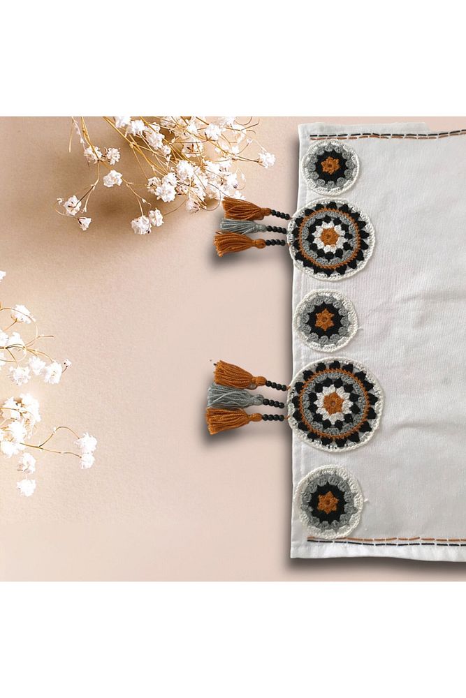 Handmade Runner, Crochet Runner - Ranir, M8, Black Brown White