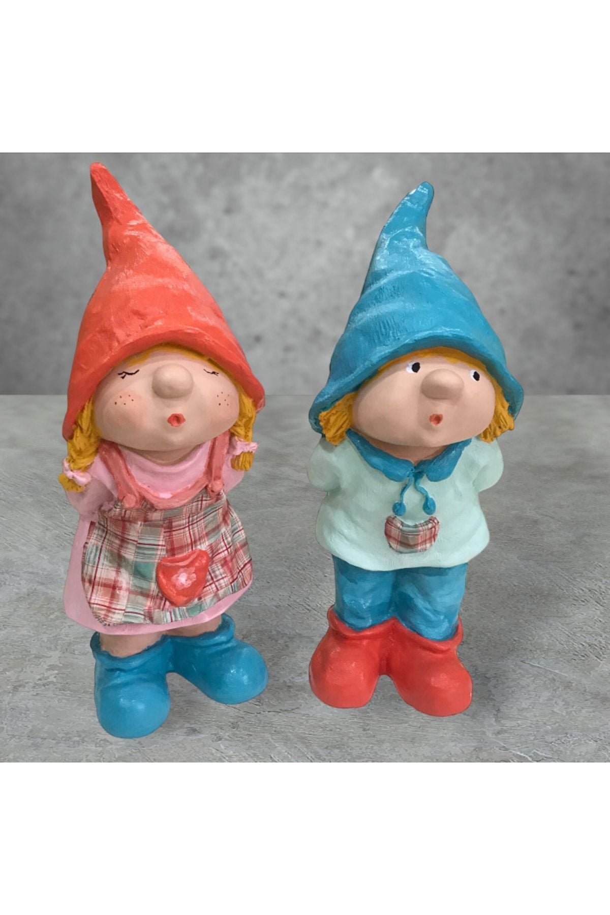 Dwarf Statue Set (2 Pieces) Turquoise Orange (43x20cm)