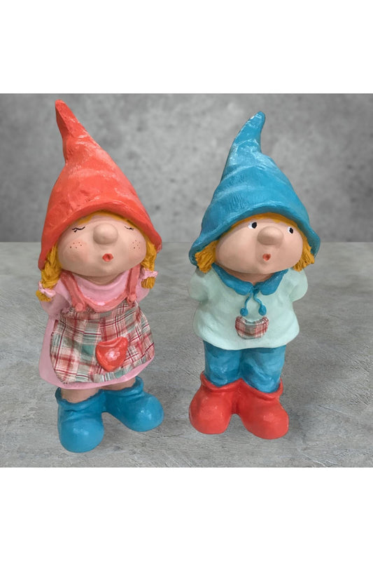 Dwarf Statue Set (2 Pieces) Turquoise Orange (43x20cm)